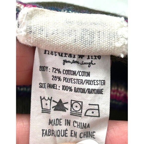 Natural Life Boho Knit Trim Sweatshirt Womens L XL Green Comfy Casual Oversized - Picture 12 of 12